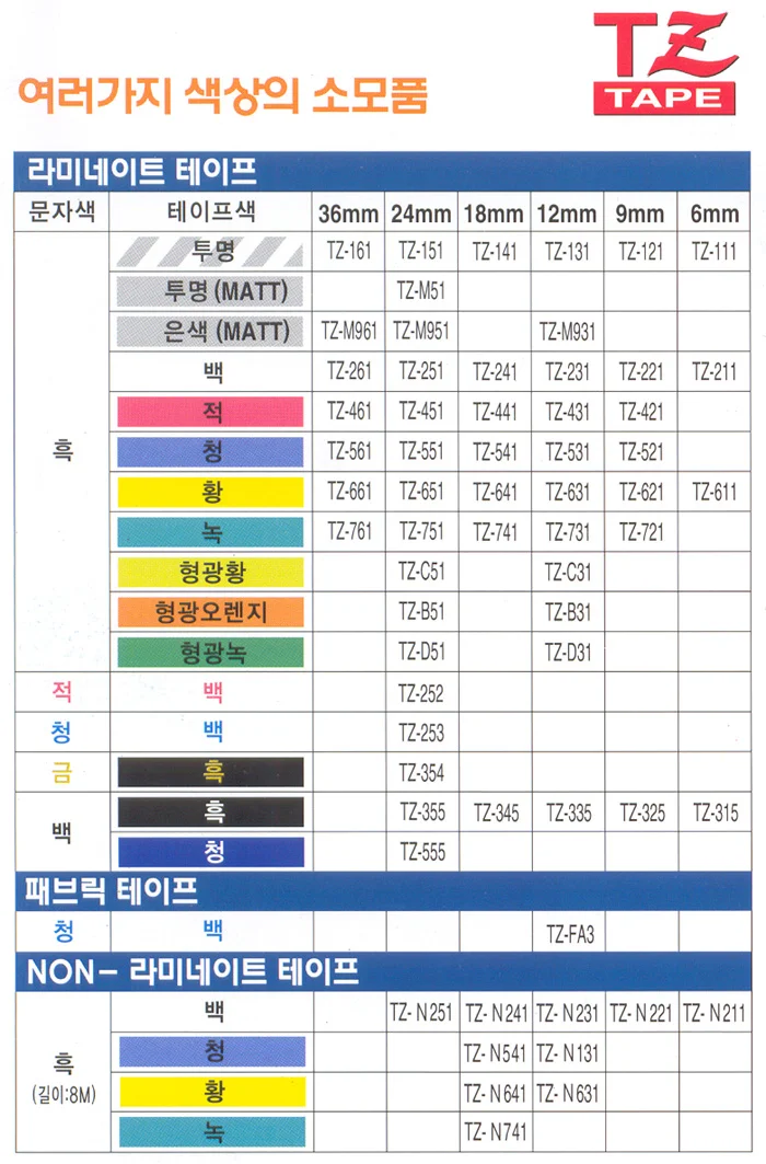 브라더 TZ-라벨테이프 24mm 상세1
