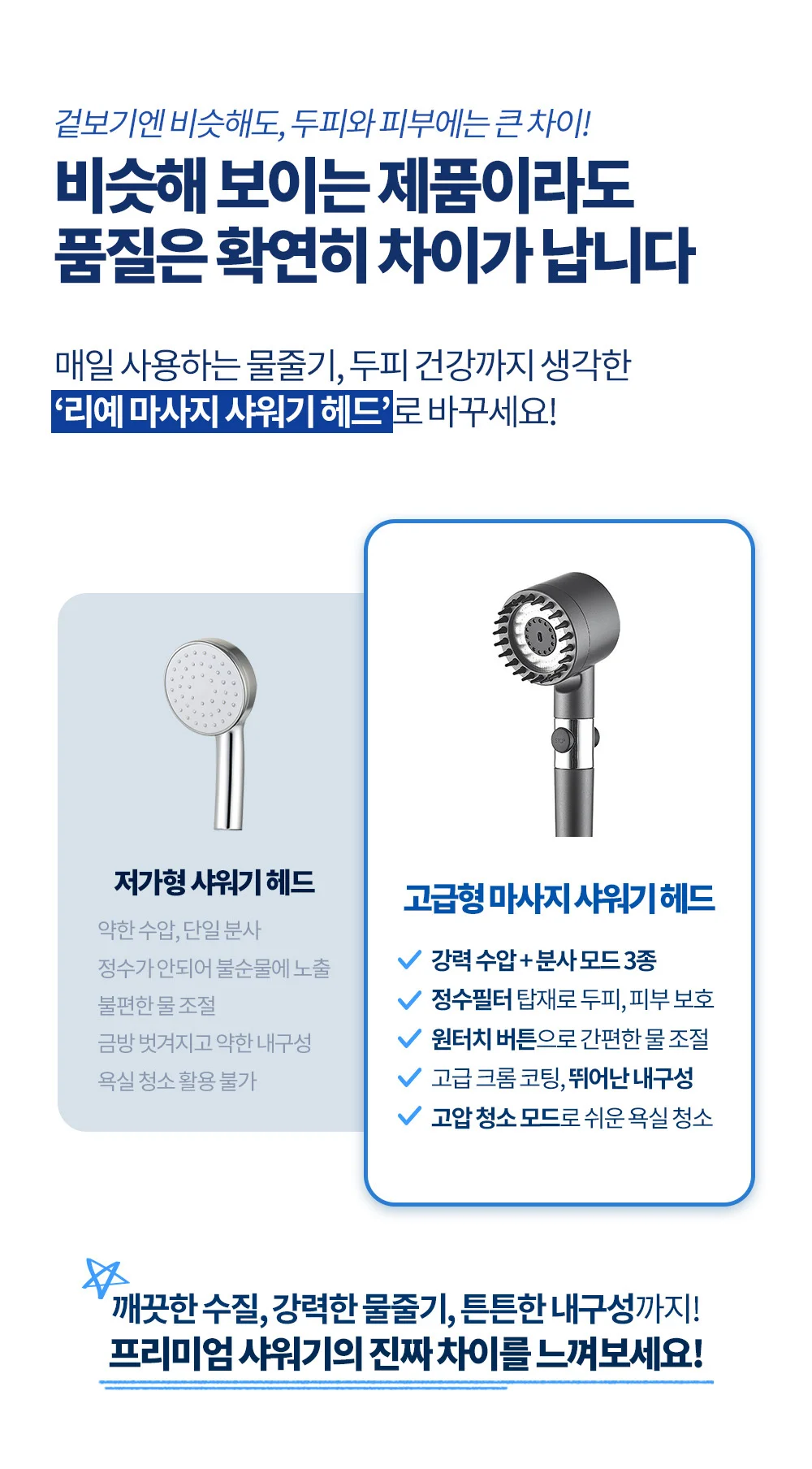 리예 마사지 샤워기 헤드 + 필터 5개입 세트 상세3