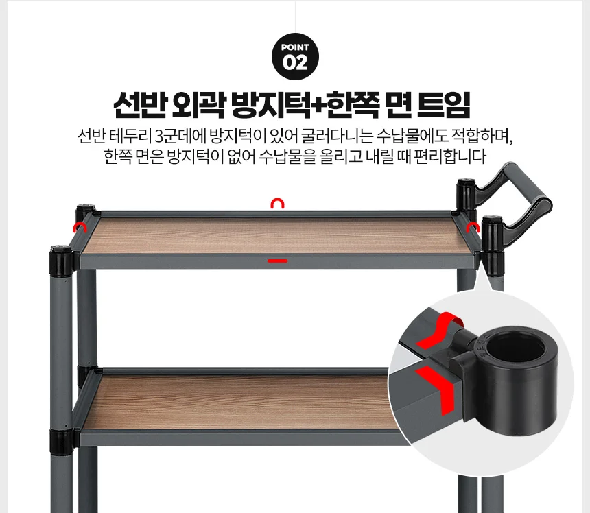 프리미엄 2단 3단 서빙카트 주방웨건 이동식트레이 빈티지트롤리 상세4