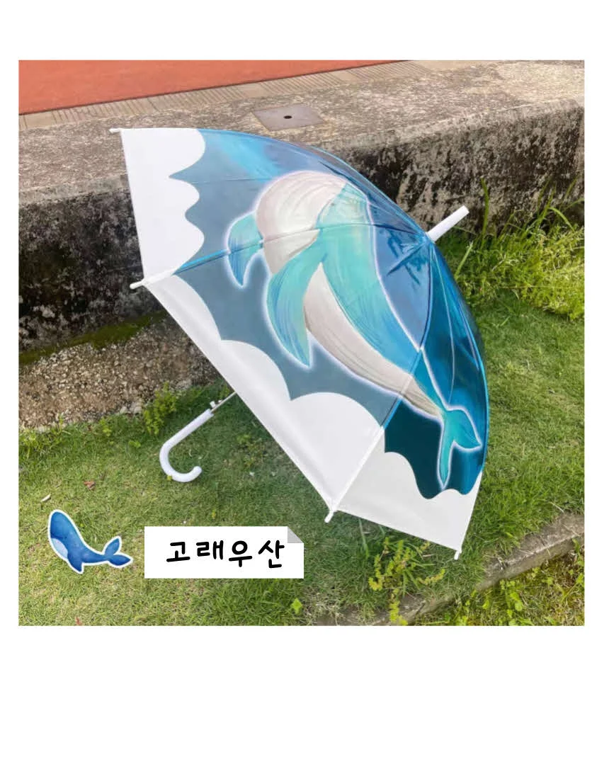 고급 드로잉 고래 우산 반투명 바다 장우산 상세2