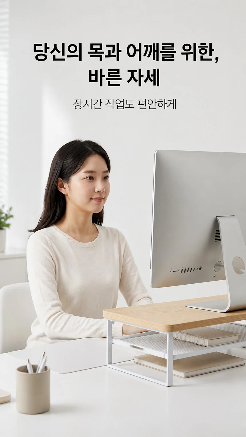 모니터 받침대 컴퓨터 받침대 수납함 2단 사무용 데스크 정리대 선반 거치대 스탠드 책상용 책상 상세3