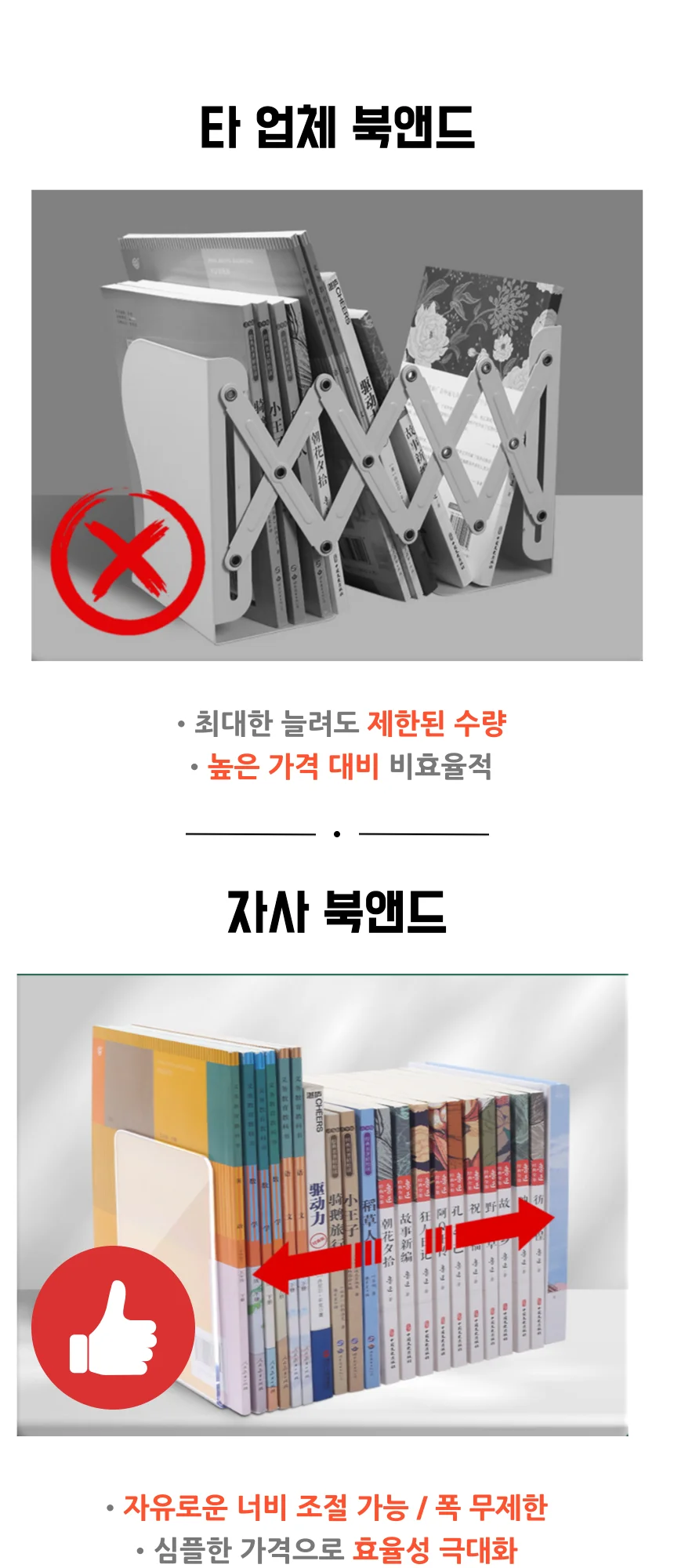 책상 책꽂이 북엔드 미니 간이 아크릴 책상위 책꽃이 북앤드 2개 상세2