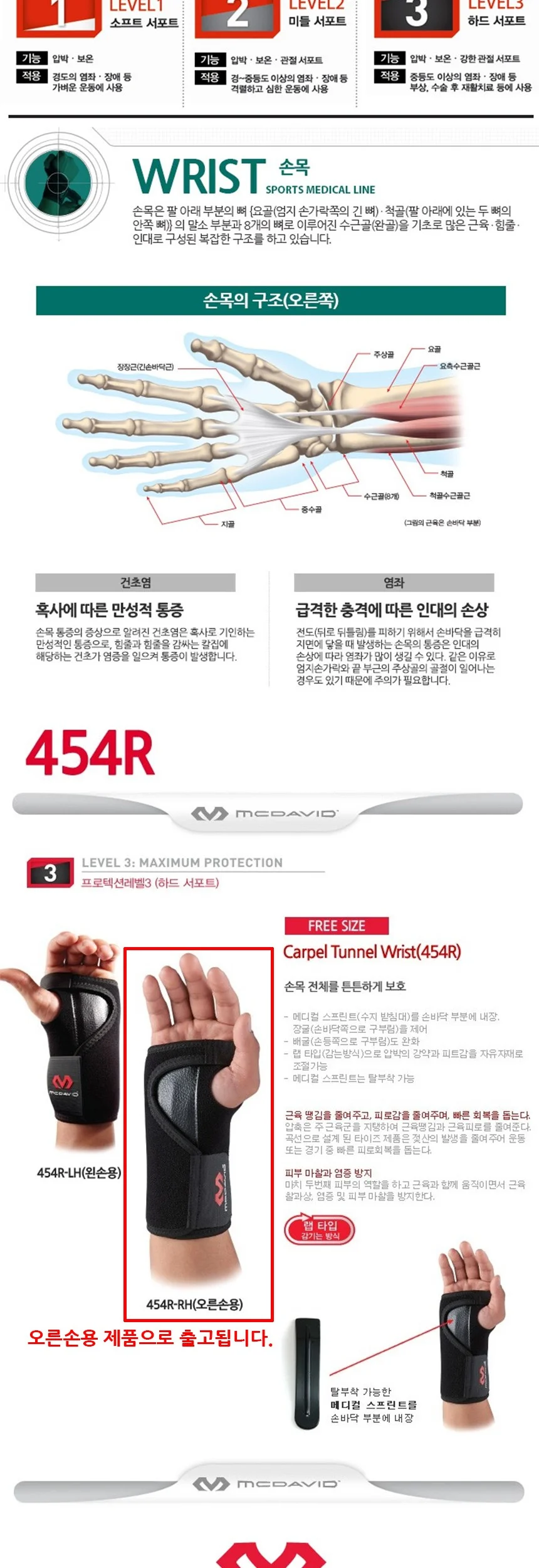 맥데이비드 454R 고리형 손목보호대 오른손용 상세3