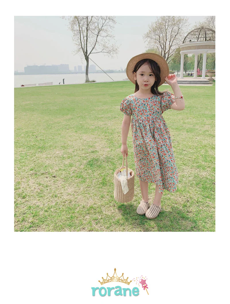 여아 아동 유아 여름 꽃무늬 반팔 원피스 상세5