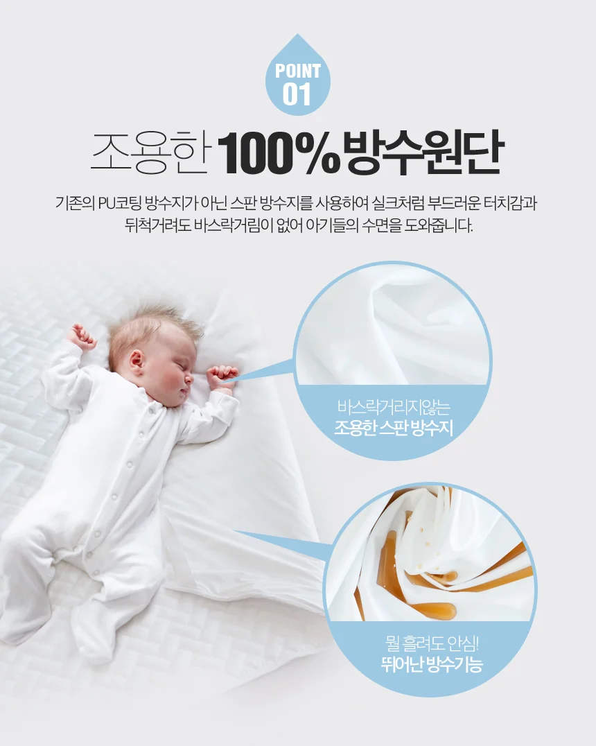 신생아 화이트 뮤트방수요 S M L 유아방수요 방수패드 무지방수패드 상세5