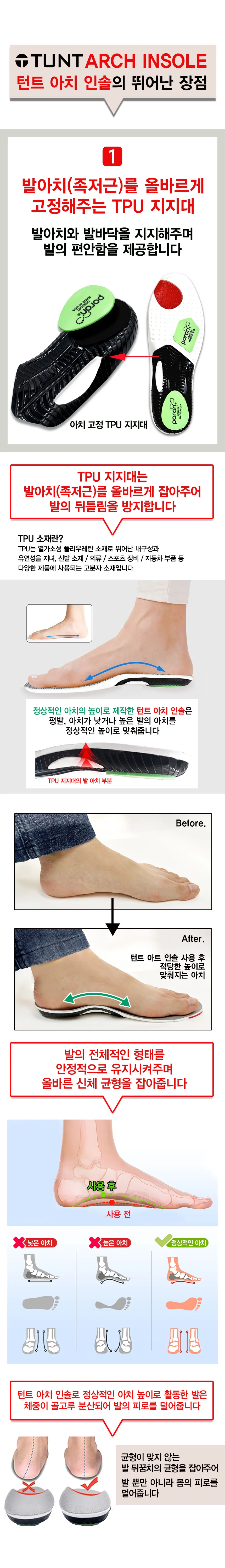 신발깔창 아치인솔 기능성깔창2켤레 아치인솔 신발 상세5