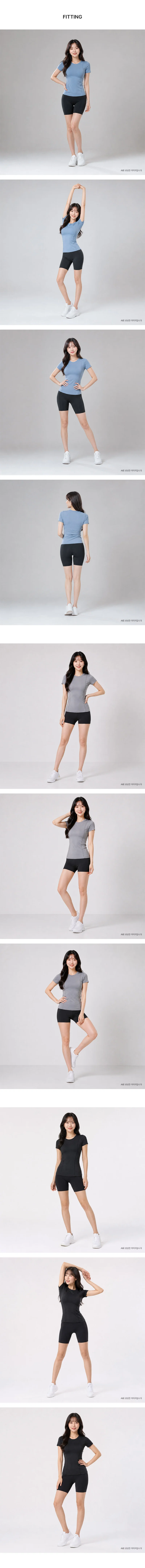 슬림핏 여자 운동복 상의 요가복 필라테스복 반팔 상세4