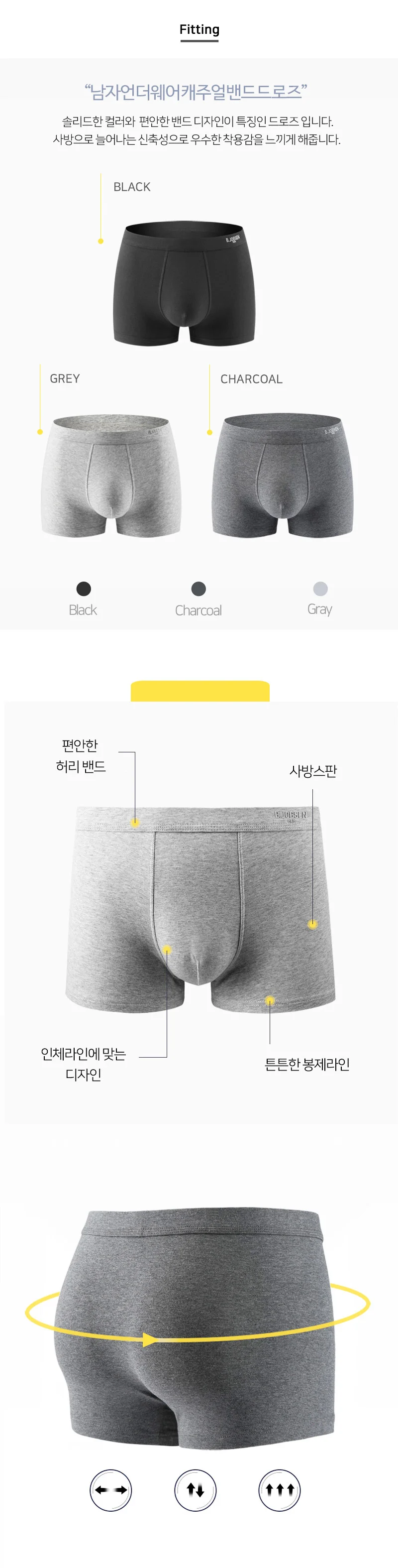 밴딩 남자 드로즈 팬티 남성 언더웨어 스판 속옷 상세2