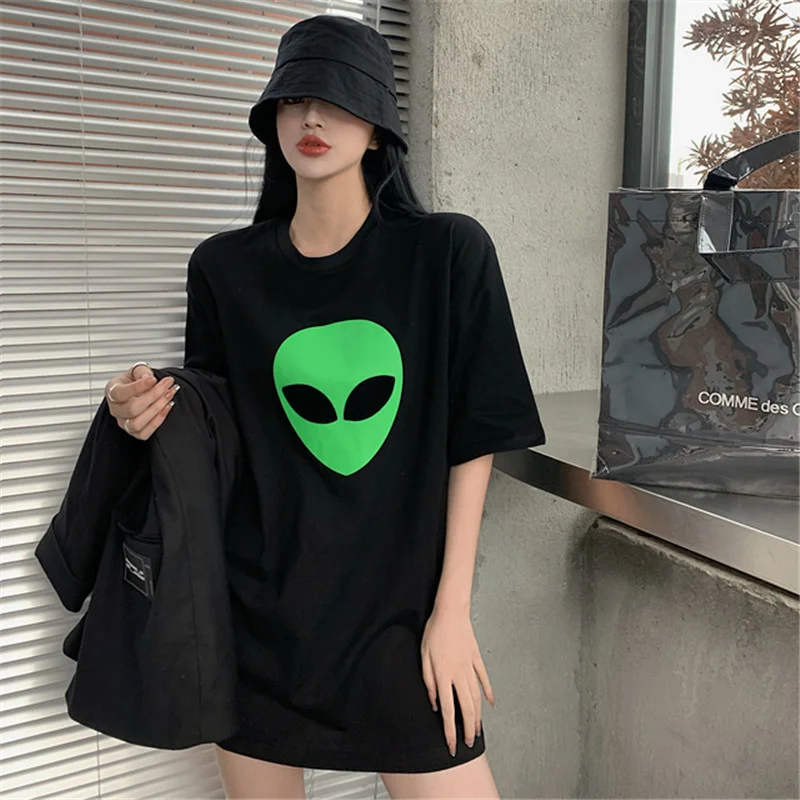 여성 오버핏 반팔 티셔츠 여자 루즈핏 면티 상의 상세1