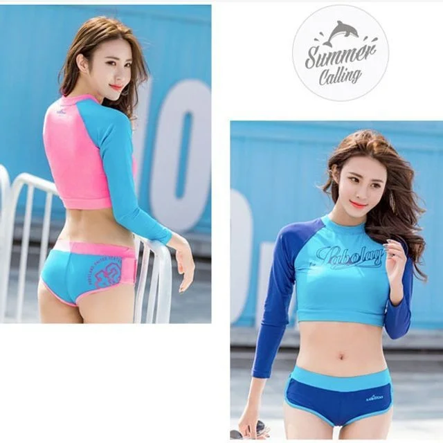 여자 래쉬가드 워터파크 수영복 비치웨어 크롭 상의