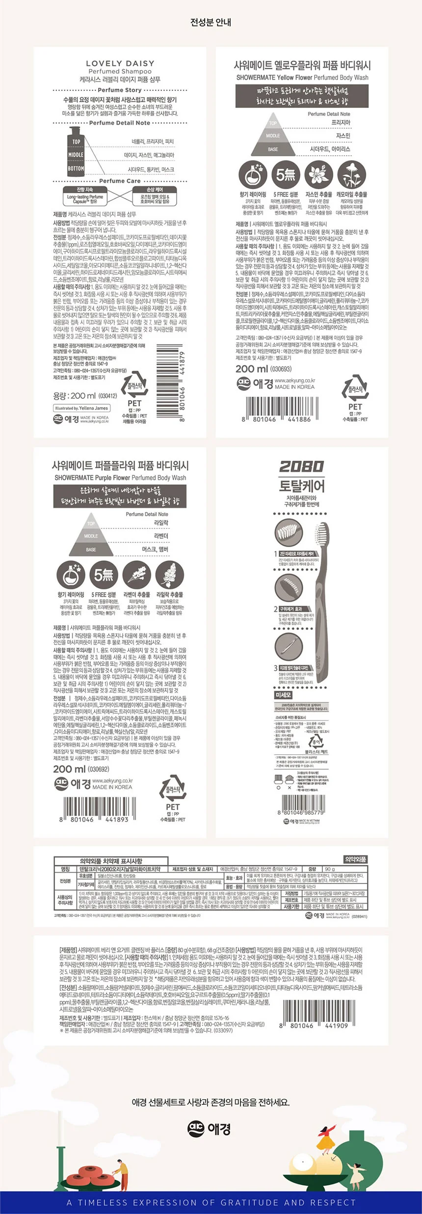 애경 다온 24호 5개입 샴푸 바디워시 폼클렌징 선물세트 상세4