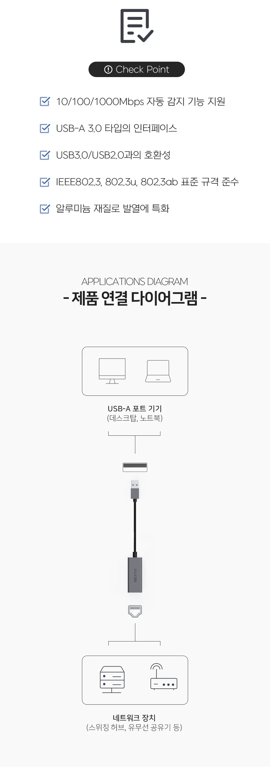 usb 랜 카드 유선 랜 카드 초고속 1000 노트북 어댑터 컨버터 데스크탑 데스크 호환 포트 상세3