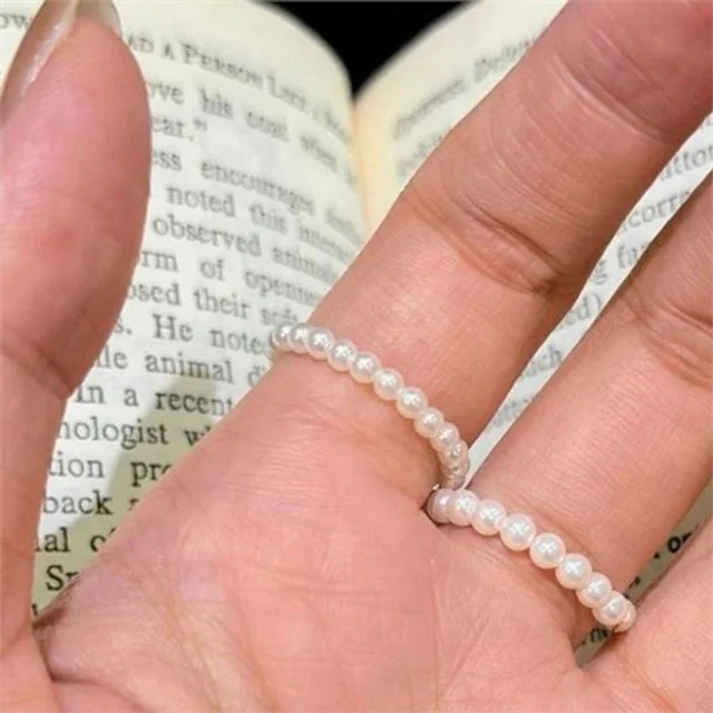 여성 진주 반지 진주 레이어드 반지 포인트 데일리 비즈 슬림 패션