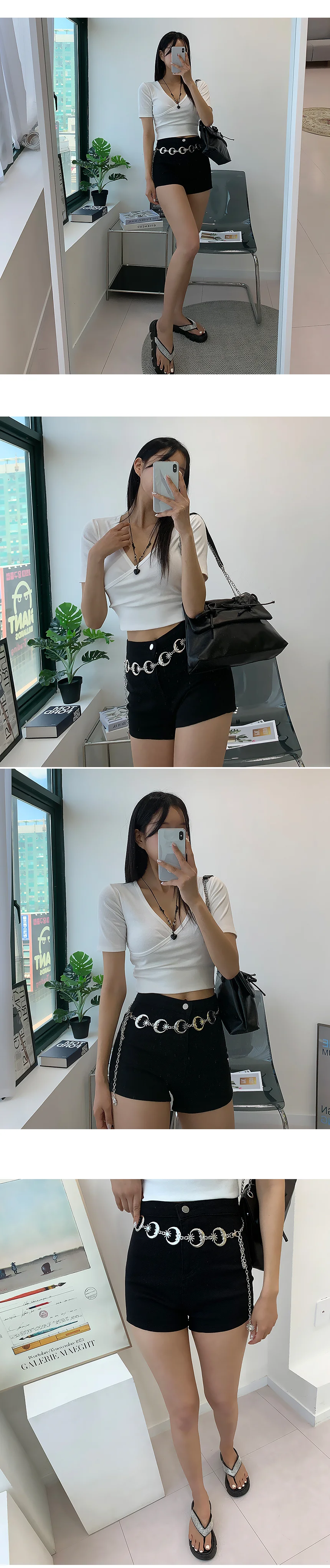실버문바디벨트 여성 허리띠 체인 포인트 달 장식 해 상세2
