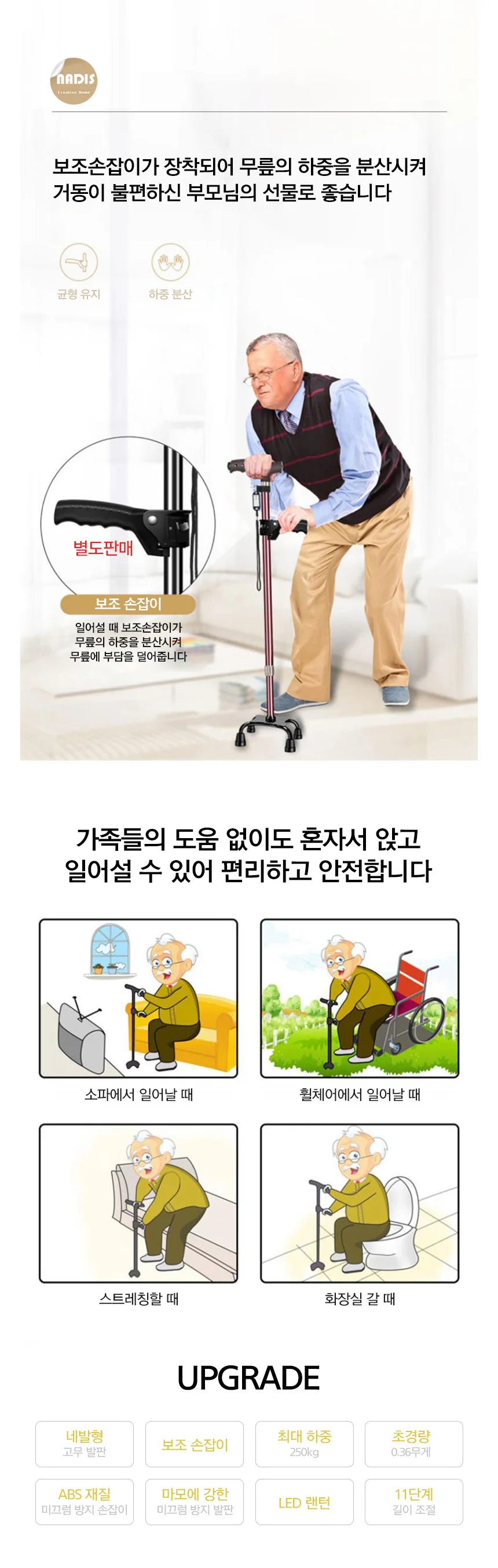 노인지팡이 (기타 제품) 한발형고무발판 상세4