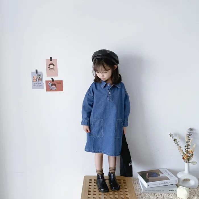 청원피스 포켓 데님 원피스 캐주얼 롱 드레스 상세1