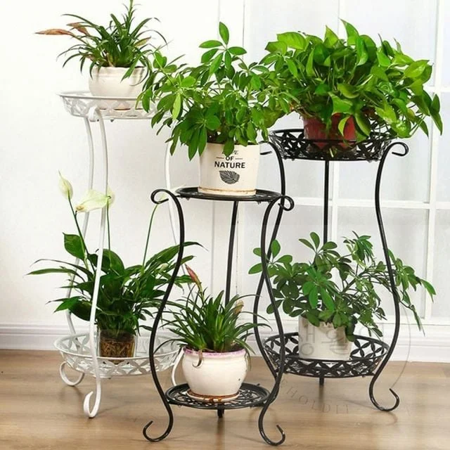 철제 2단 화분받침대 화이트 70cm 화분대 디자인화분받침 원형화분받침대 엔틱화분받침대 철제디자인화분받