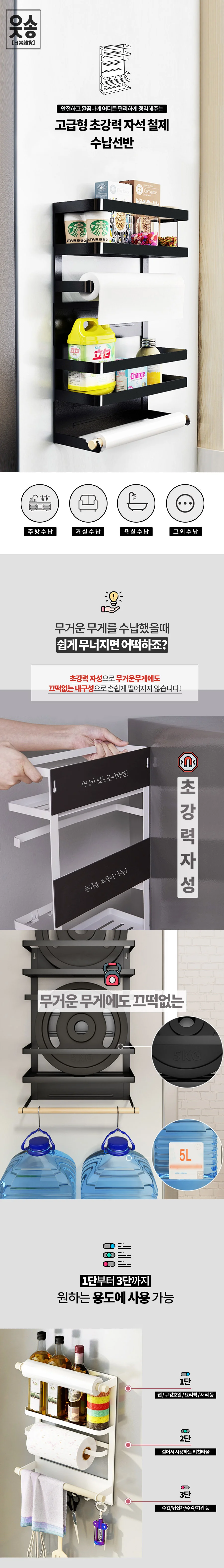 고급형 초강력 자석 철제 수납 선반 상세2