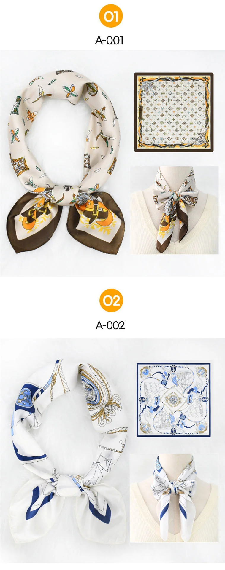 봄가을 스카프 쁘띠 데일리 쉬폰 70*70 정사각 실크 상세3