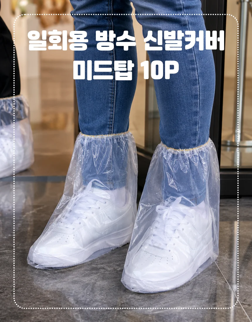 방수 신발덮개 미드탑형 일회용 슈즈커버 10P 상세1