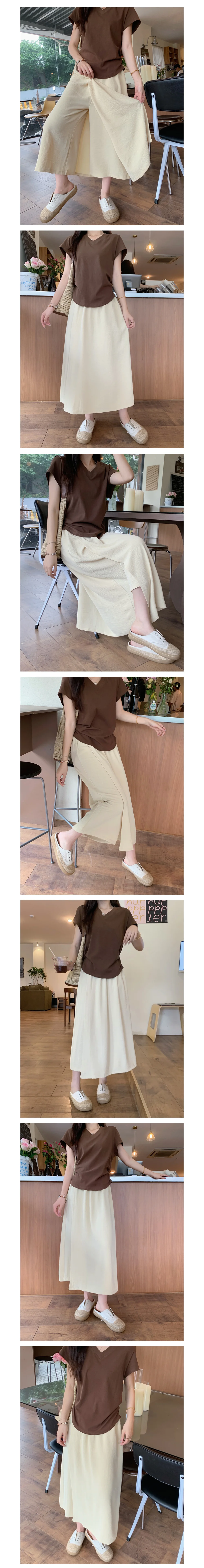블랙 랩스커트 와이드 밴딩 팬츠 상세2