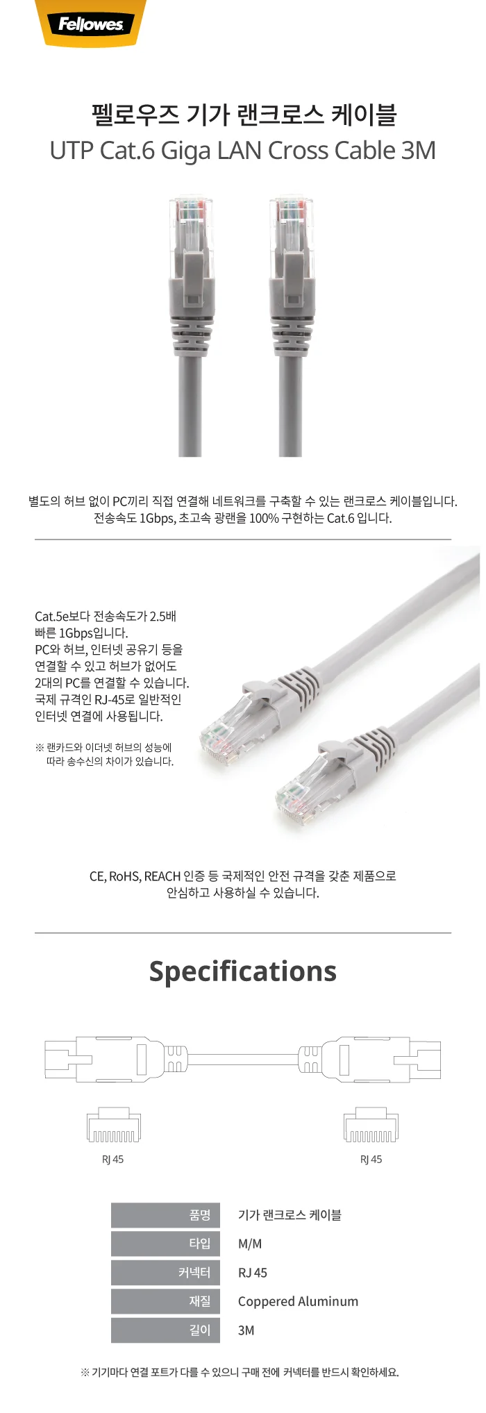 업체직송상품OF기가 랜 크로스 케이블 3M C 상세2