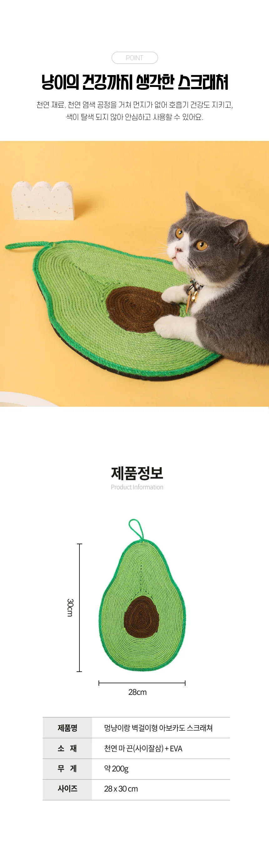 멍냥이랑 아보카도 고양이 벽걸이 스크래쳐 상세5