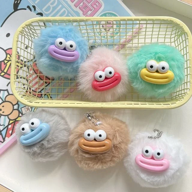 소시지입 털인형 키링 색상랜덤 미니 캐릭터키링 야광키링
