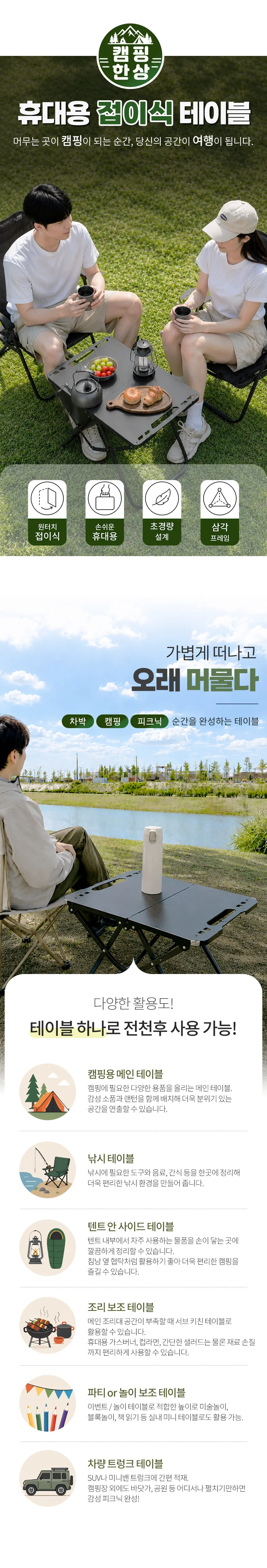야외 피크닉 차박 휴대용 접이식 미니 테이블 상세2
