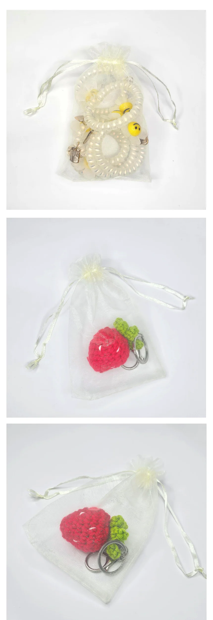 오간자 선물 포장 망사 복조리 주머니 아이보리 10x15cm 상세4