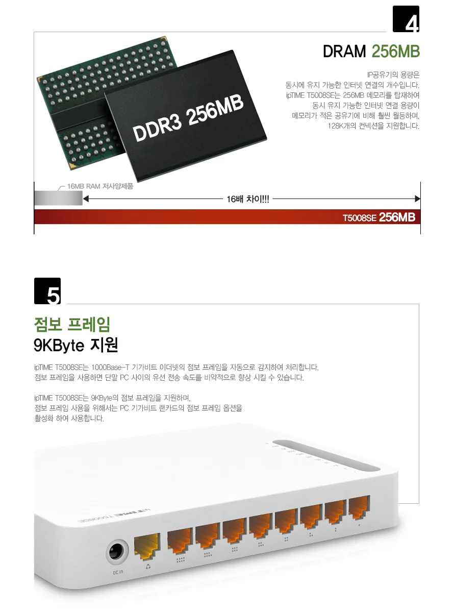 8포트 1G 기가비트 하드웨어 가속기 유선 공유기 상세3