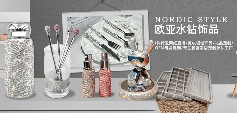 하트손거울 도매 Hd 크리스탈 핸들 미러 Ins 창조적 인 다이아몬드 세트 하트 모양의 둥 상세7