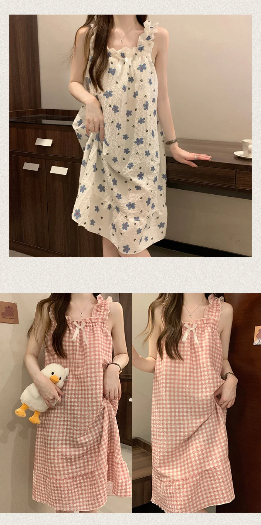 여성 여름 시원한 민소매 나시 원피스 홈웨어 쿨링 상세3