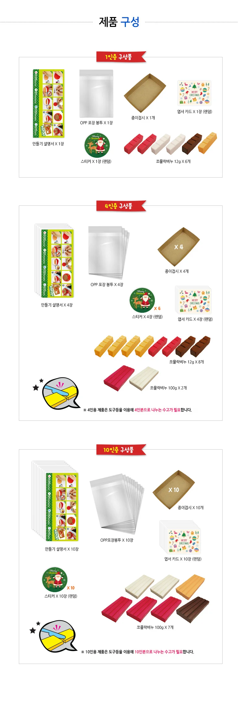 쪼물락비누 루돌프 산타 세트 만들기 스티커 엽서카드 1인용 상세3