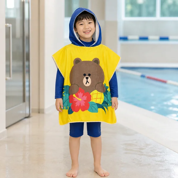 아동 캐릭터 후드가운 타월 60×55cm 물놀이 비치타월 상세3