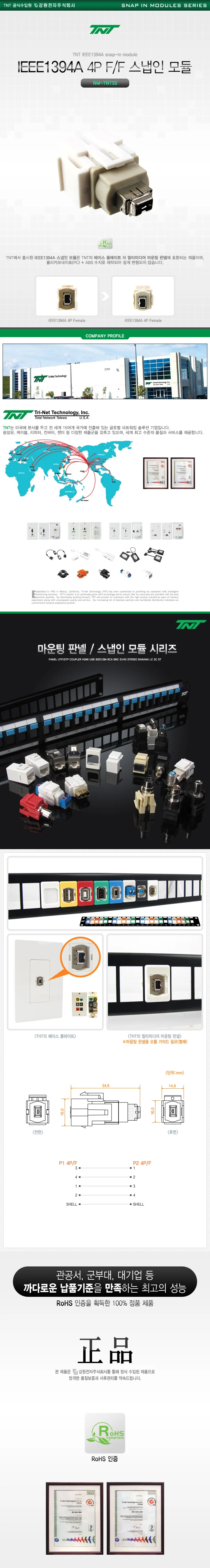 스냅인 멀티미디어 모듈 FF 4P IEEE1394A 스냅인 젠더 상세1