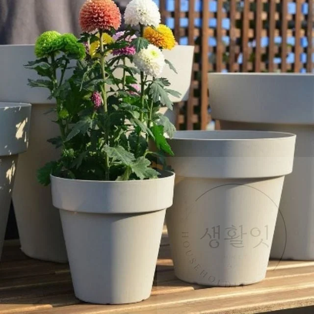 플라스틱 대형 화분 받침세트 23cm 분갈이용화분 예쁜화분 큰화분 분재화분 심플화분