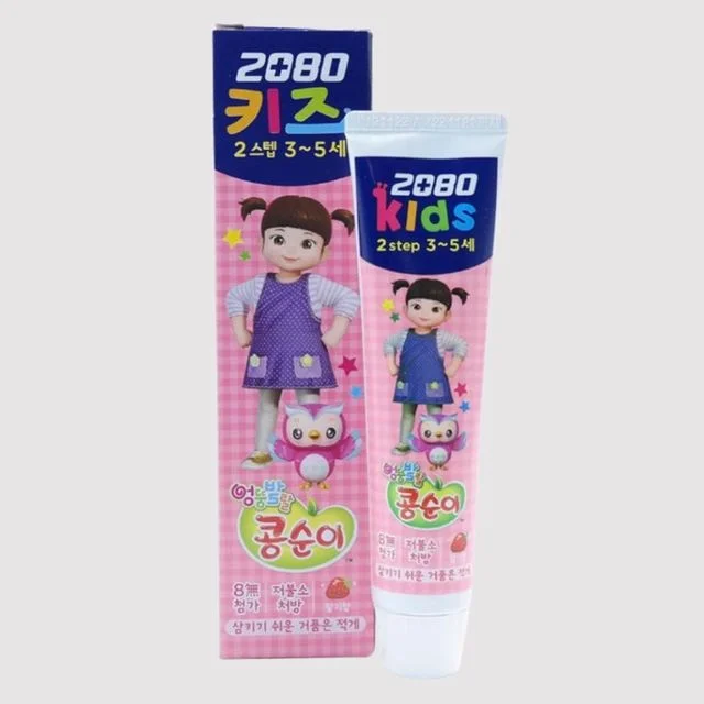 유아용 치약 3-5세 키즈 저불소 콩순이 딸기향 75g 키즈치약 아이 베이비