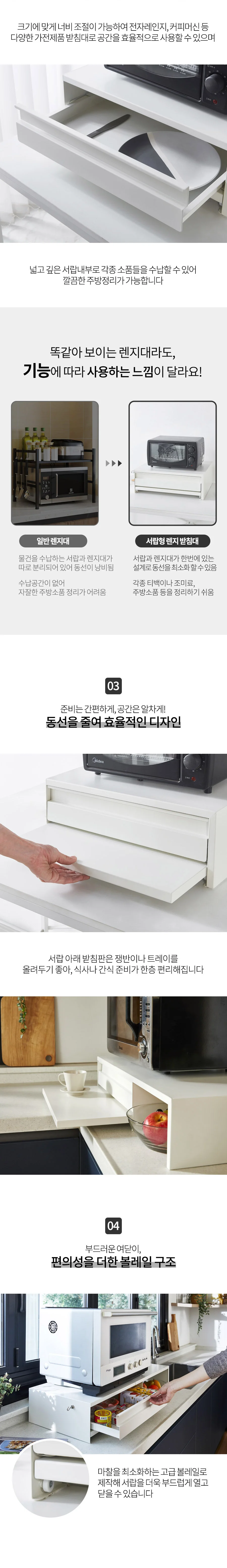 서랍형 전자렌지받침대 렌지다이 싱크대수납장 주방렌지대 상세4