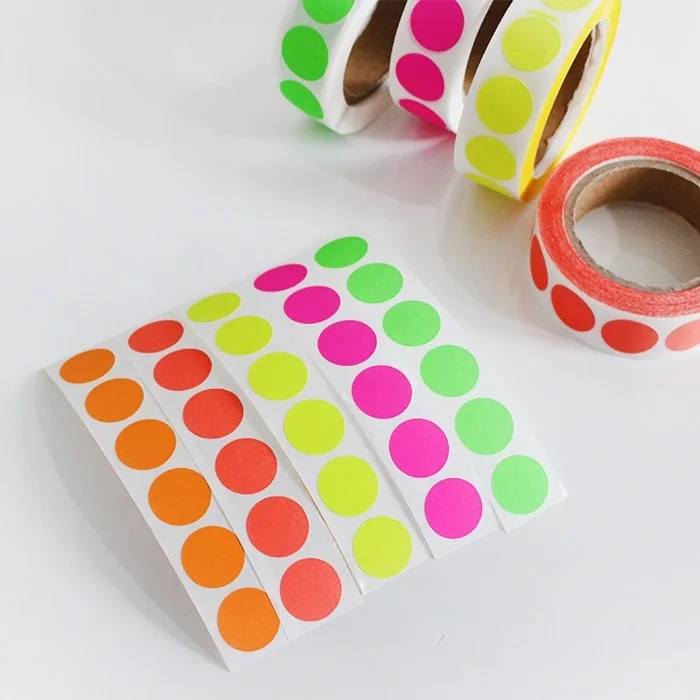 동그라미 땡땡이 형광 도트 원형 스티커 5color 선물 포장 포인트 꾸미기