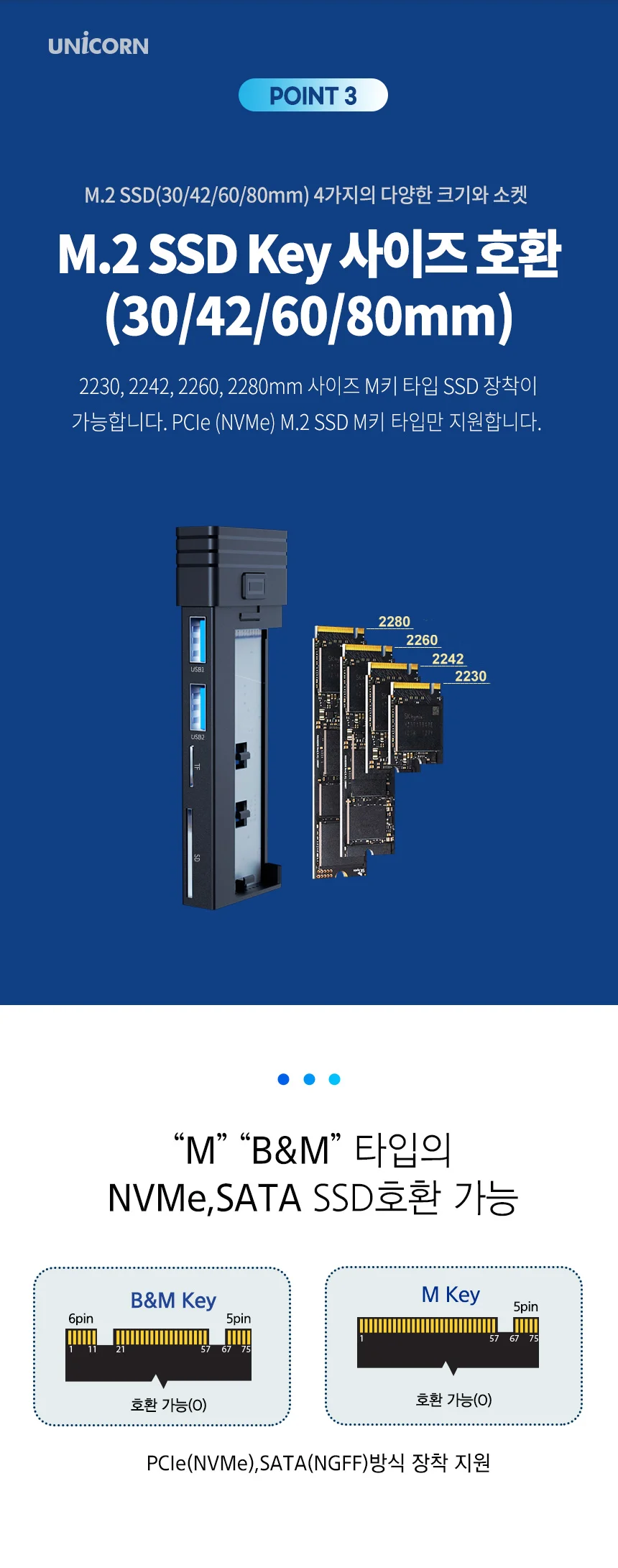 멀티 M.2 SSD외장케이스 USB2.0허브 NGFF NVME 10GBPS 컴퓨터 PC 노트북 10Gbps 상세4