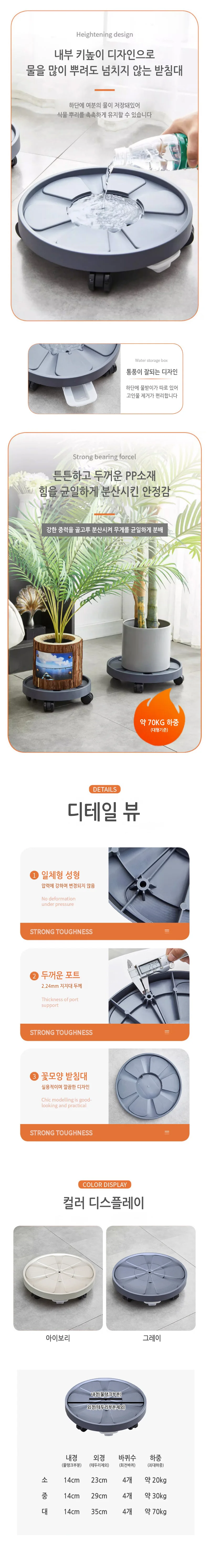 화분 받침대 이동식 꽃모양 바퀴형 인테리어 화분대 상세2
