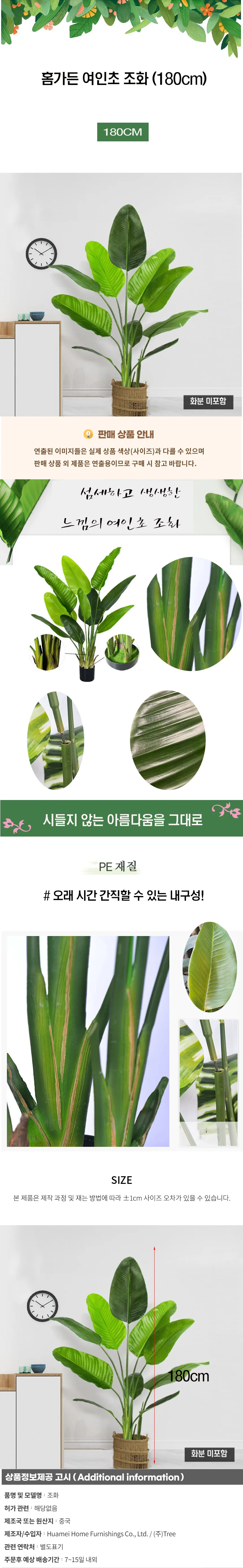 홈가든 여인초 조화 (180cm) 상세1