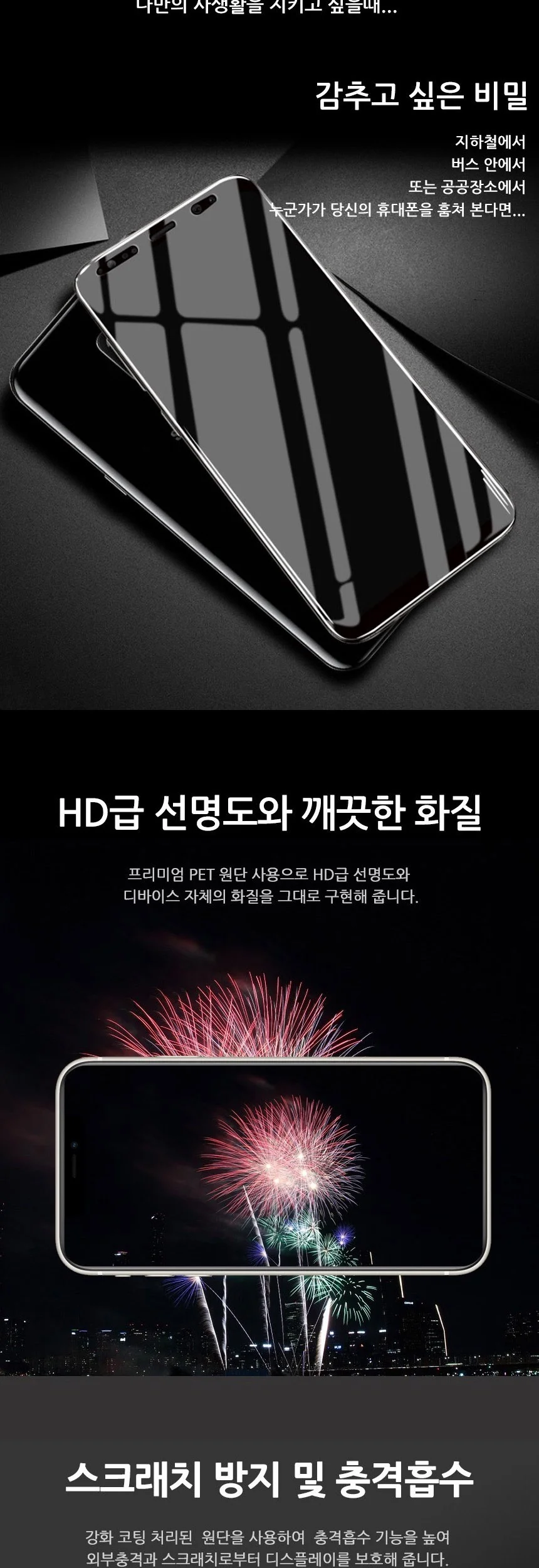 아이폰13 프로 사생활보호 액정보호필름 1매 상세3