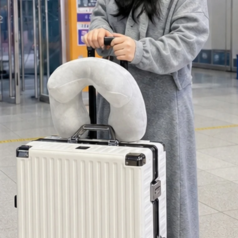벨벳 공기주입식 에어 목베개 안대 귀마개 3종 세트 장거리 비행