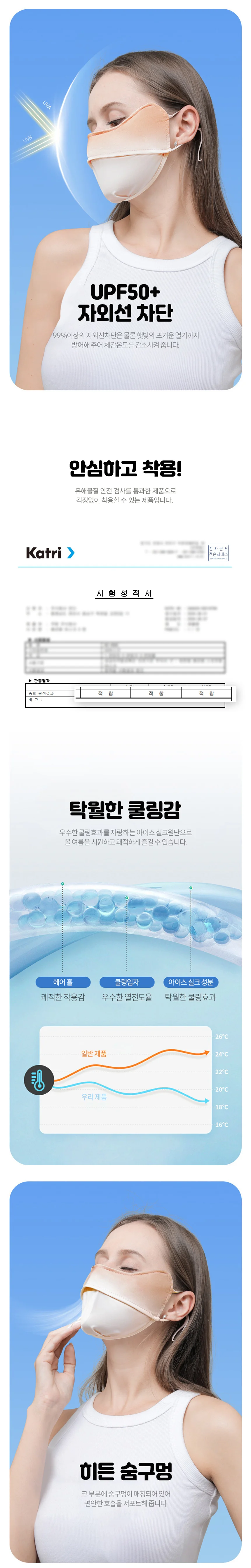 여성 골프 운동 자외선 차단 얼굴 햇빛 가리개 마스크 상세3
