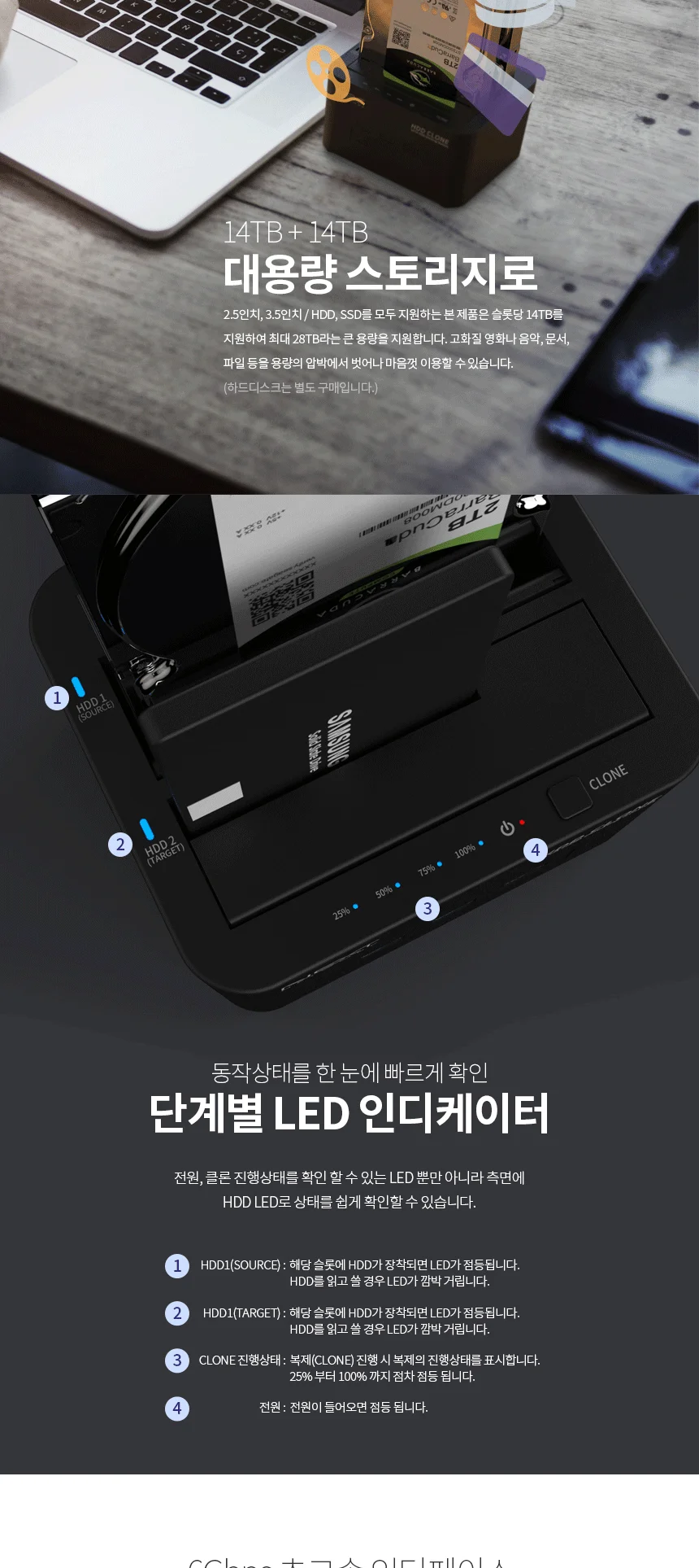 루미나D hdd 외장하드 도킹스테이션 ssd 복사 백업 c타입 상세5