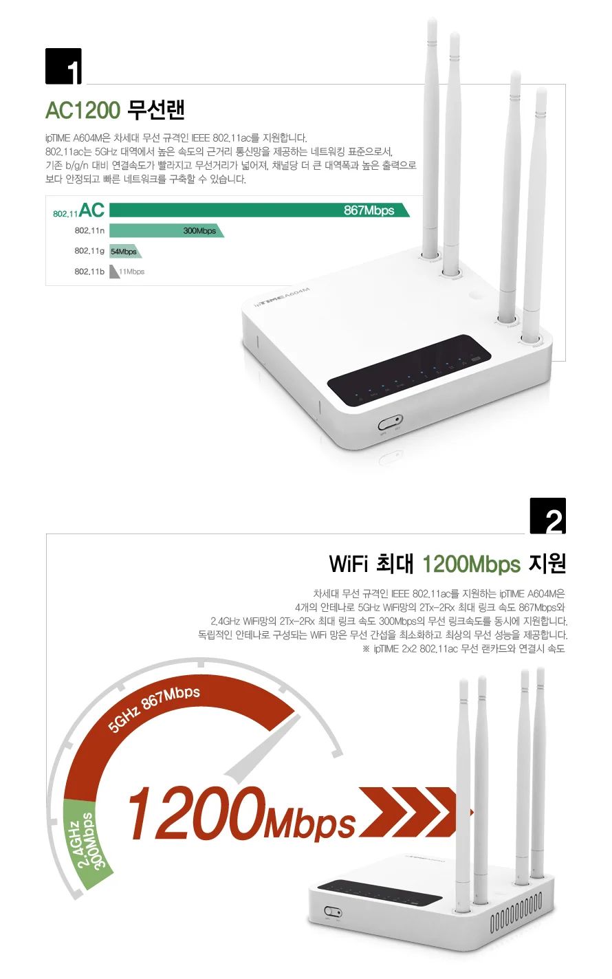안테나 4개 아이피 타임 와이파이 랜 유선 무선 공유기 상세3