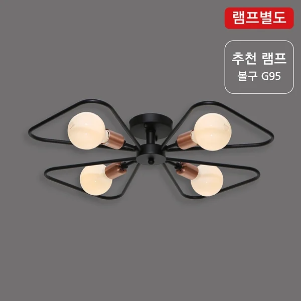 LED직부등 블랙 4등 인테리어식탁등 천장조명 거실조명 상세1