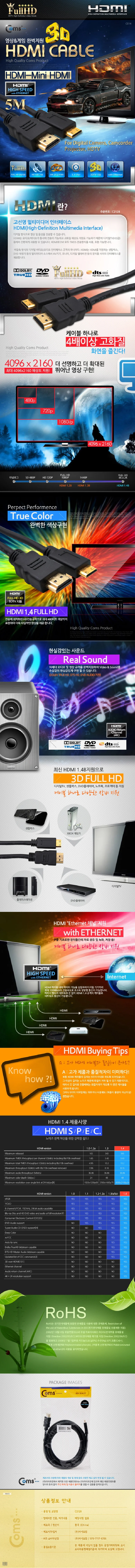 HDMI 케이블 HDMI - Mini HDMI 케이블 5m V1.4 지원 상세3
